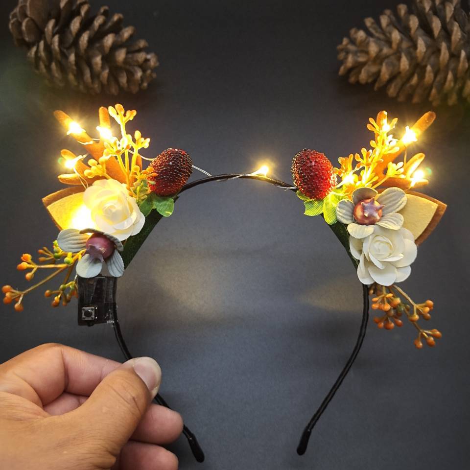 Luminous Antlers Headband Cross-Border New Arrival Christmas Headband Elk Berry Cat Ears Headdress Factory Wholesale Luminous Antlers Headband Cross-Border New Arrival Christmas Headband Elk Berry Cat Ears Headdress Factory Wholesale