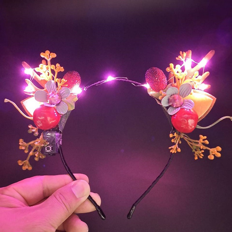 Luminous Antlers Headband Cross-Border New Arrival Christmas Headband Elk Berry Cat Ears Headdress Factory Wholesale Luminous Antlers Headband Cross-Border New Arrival Christmas Headband Elk Berry Cat Ears Headdress Factory Wholesale