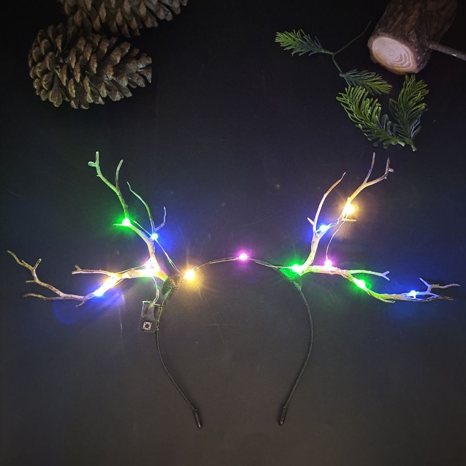 Luminous Antlers Headband Cross-Border New Arrival Christmas Headband Elk Berry Cat Ears Headdress Factory Wholesale Luminous Antlers Headband Cross-Border New Arrival Christmas Headband Elk Berry Cat Ears Headdress Factory Wholesale