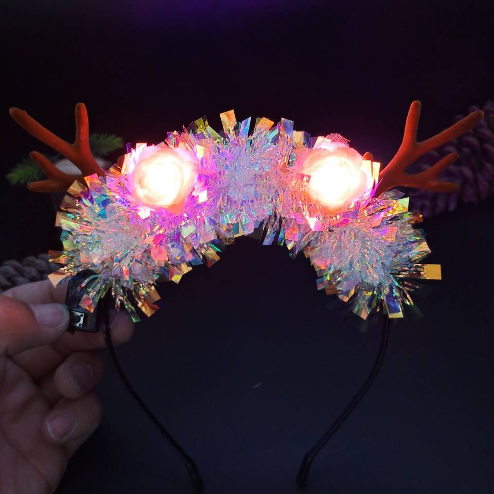 Luminous Antlers Headband Cross-Border New Arrival Christmas Headband Elk Berry Cat Ears Headdress Factory Wholesale Luminous Antlers Headband Cross-Border New Arrival Christmas Headband Elk Berry Cat Ears Headdress Factory Wholesale