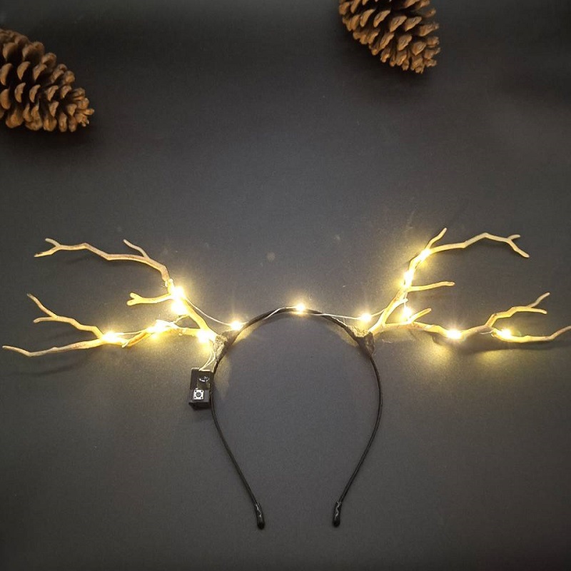 Luminous Antlers Headband Cross-Border New Arrival Christmas Headband Elk Berry Cat Ears Headdress Factory Wholesale Luminous Antlers Headband Cross-Border New Arrival Christmas Headband Elk Berry Cat Ears Headdress Factory Wholesale