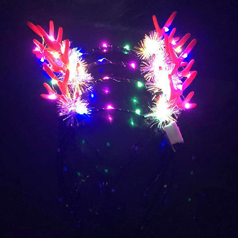 2019 New Bright Silk Luminous Antlers LED Light Flash Antlers Christmas Headwear Stall Night Market Hot Sale Products