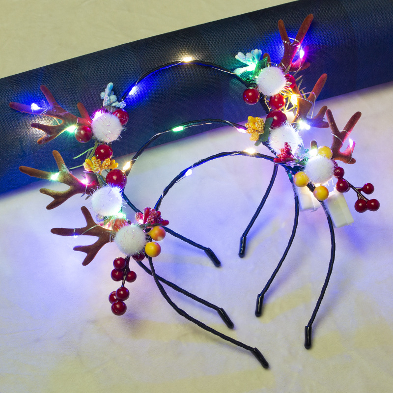 Christmas Headwear Antlers Concert Glowing Headdress Night Market Hot Sale Antlers Headband Wholesale Luminous Antlers