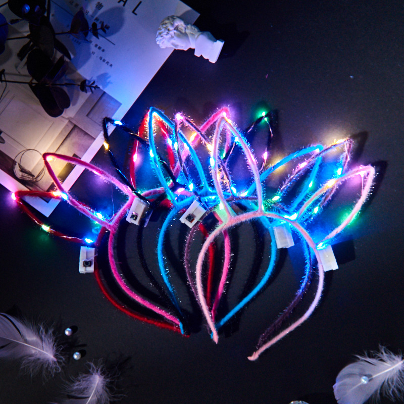 Luminous 10 Lights Rabbit Ears Hair Hoop Flash Antlers Push Cat Ears Mickey Light Included Headband Stall Toys Wholesale Luminous 10 Lights Rabbit Ears Hair Hoop Flash Antlers Push Cat Ears Mickey Light Included Headband Stall Toys Wholesale