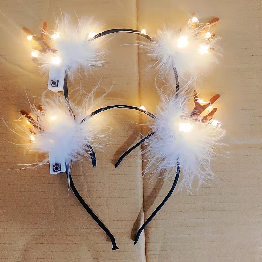 Christmas Luminous Antlers Headband Fairy Elk Barrettes Elf Headband Activity Decoration Children Headwear Toy