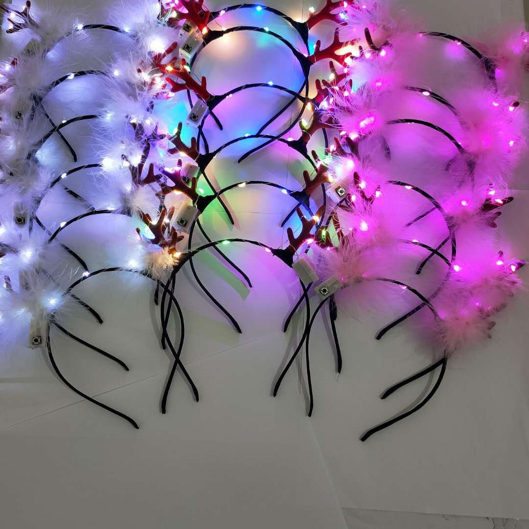 Christmas Luminous Antlers Headband Fairy Elk Barrettes Elf Headband Activity Decoration Children Headwear Toy