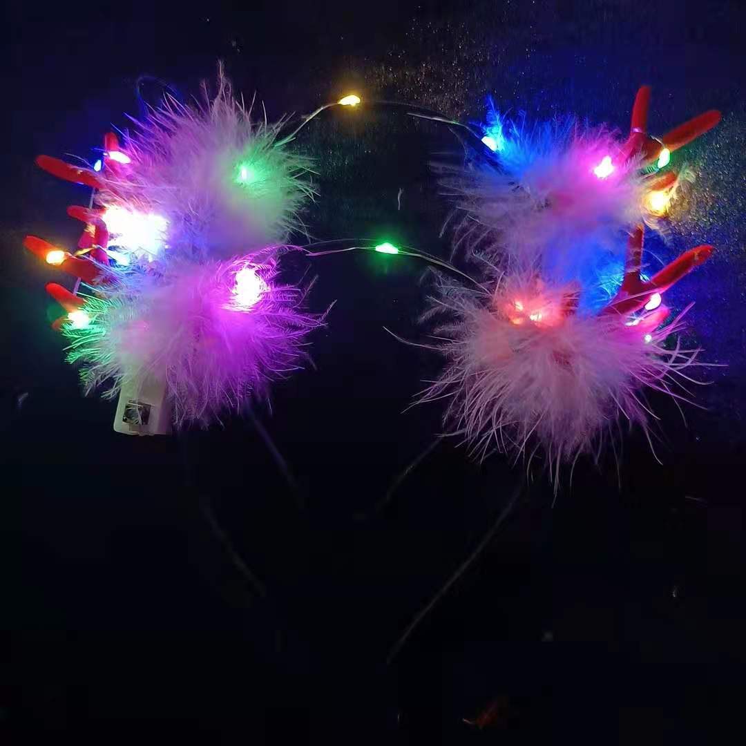Christmas Luminous Antlers Headband Fairy Elk Barrettes Elf Headband Activity Decoration Children Headwear Toy