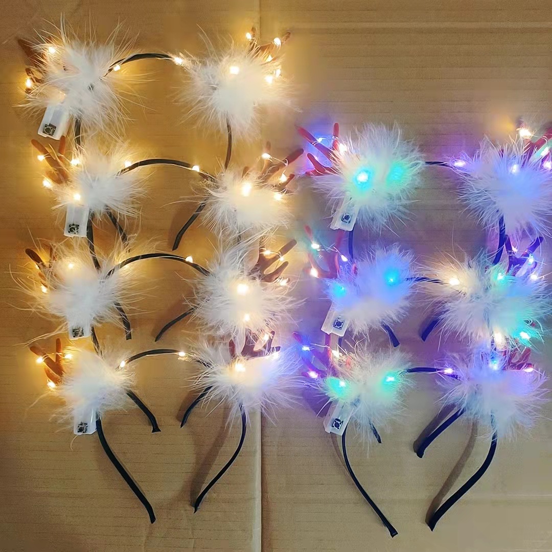 Christmas Luminous Antlers Headband Fairy Elk Barrettes Elf Headband Activity Decoration Children Headwear Toy