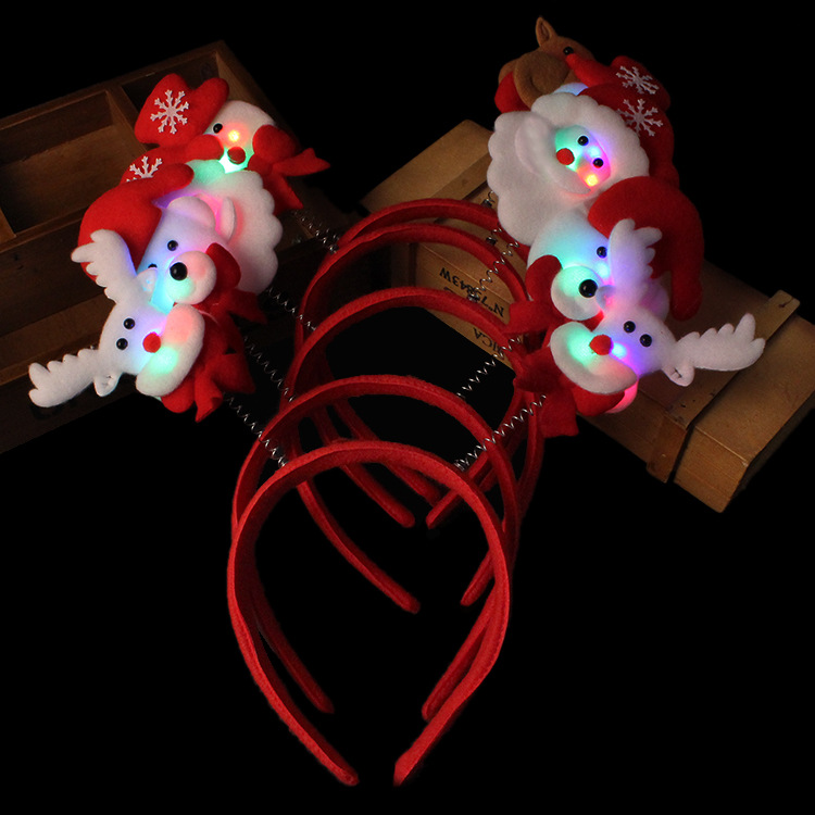 Christmas Decorations Adults and Children Dress up Christmas Luminous Head Buckle Luminous Headband Antlers Headband Christmas Hat