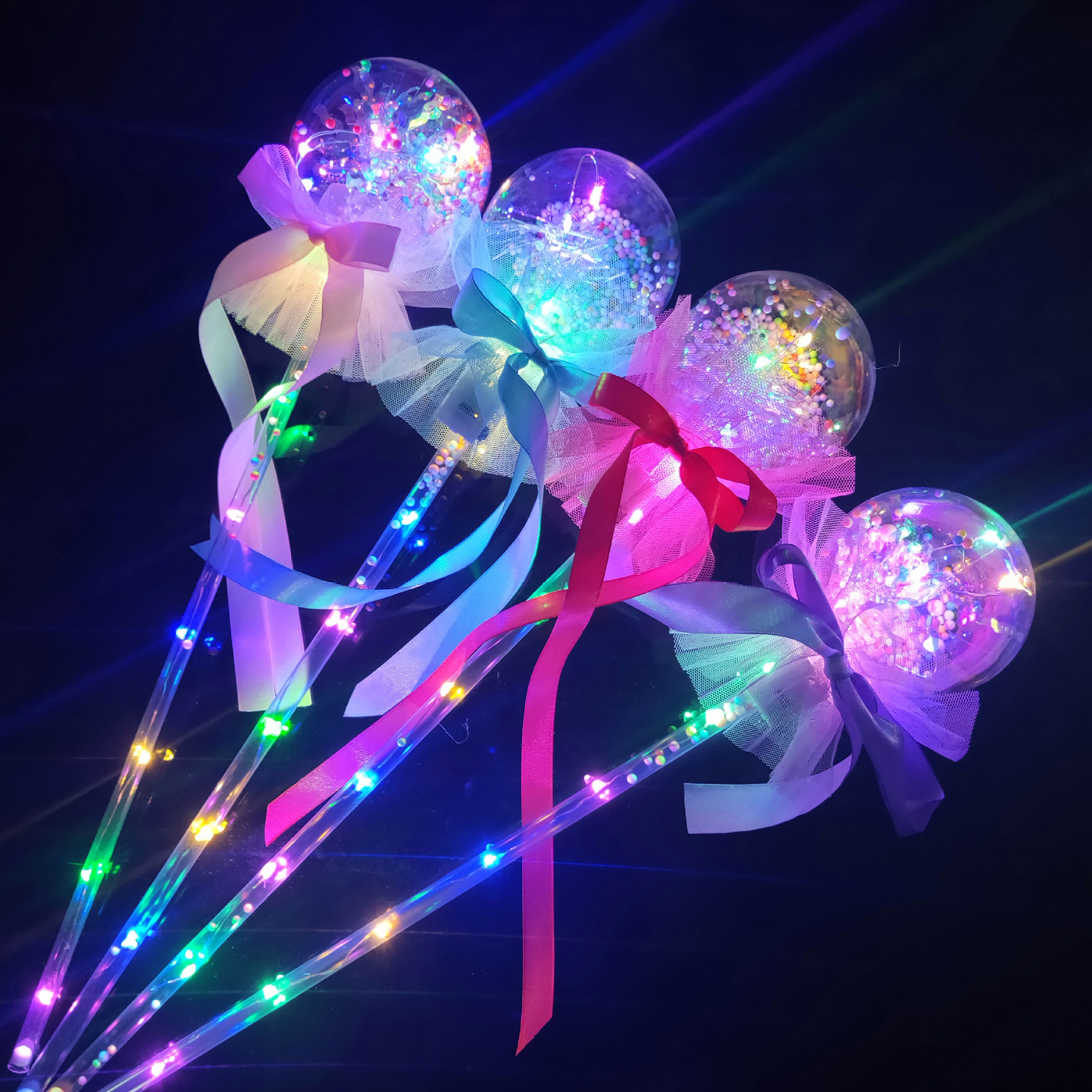 New Flash Magic Wand Glow Stick Children's Luminous Toys Stall Drainage Bounce Ball Star Sky Ball Magic Wand