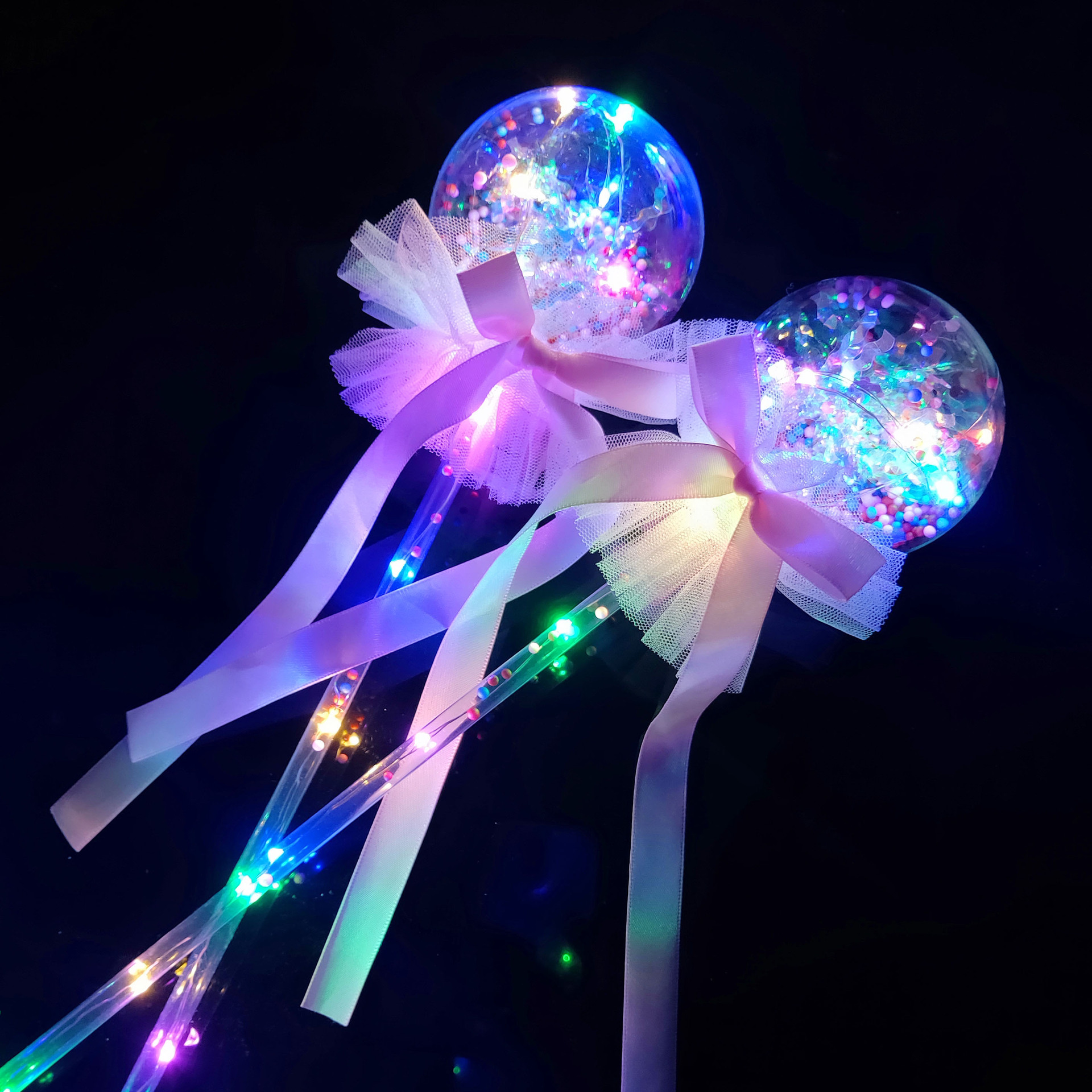New Flash Magic Wand Glow Stick Children's Luminous Toys Stall Drainage Bounce Ball Star Sky Ball Magic Wand