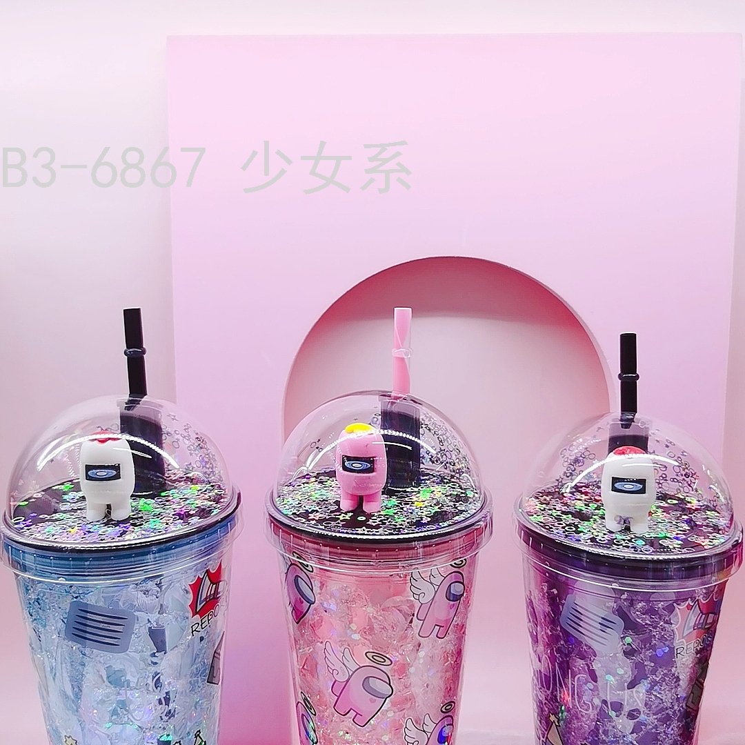 Water Cup Cup Bottom with Light Original Design Ice Cup Luminous Glow Drinking Cup Straw Cup Spot Stock