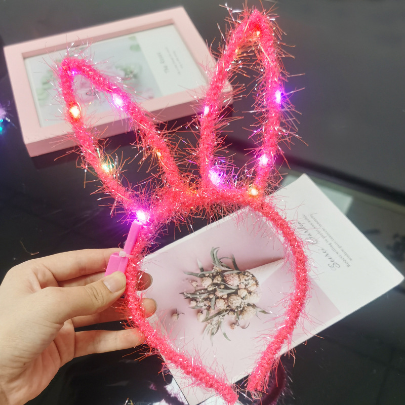 Luminous Gold Wire Rabbit Ears Headband Children&#039;s Gold Wire Luminous Headband Children&#039;s Creative Glow Toy Small Gift Wholesale