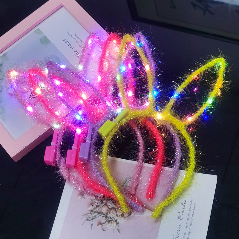Luminous Gold Wire Rabbit Ears Headband Children&#039;s Gold Wire Luminous Headband Children&#039;s Creative Glow Toy Small Gift Wholesale