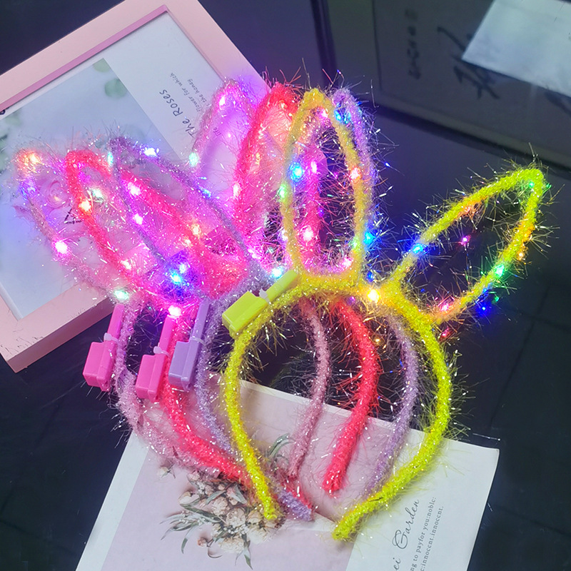Luminous Gold Wire Rabbit Ears Headband Children&#039;s Gold Wire Luminous Headband Children&#039;s Creative Glow Toy Small Gift Wholesale