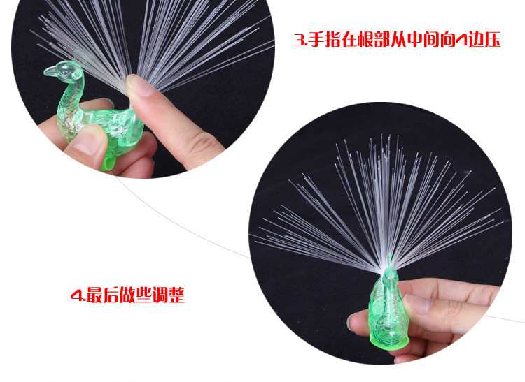 Creative Glow Ring Children Peacock Finger Lights Color Changing Peacock Open Screen Night Market Stall Flash Toy Wholesale