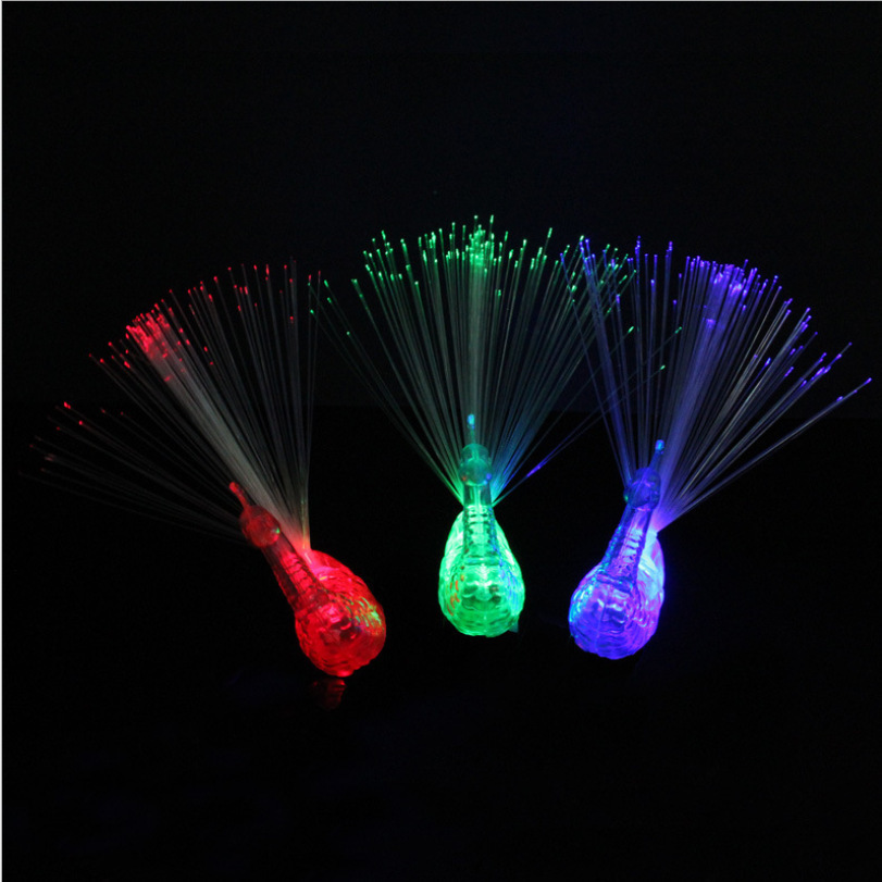 Creative Glow Ring Children Peacock Finger Lights Color Changing Peacock Open Screen Night Market Stall Flash Toy Wholesale