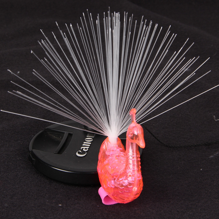 Creative Glow Ring Children Peacock Finger Lights Color Changing Peacock Open Screen Night Market Stall Flash Toy Wholesale