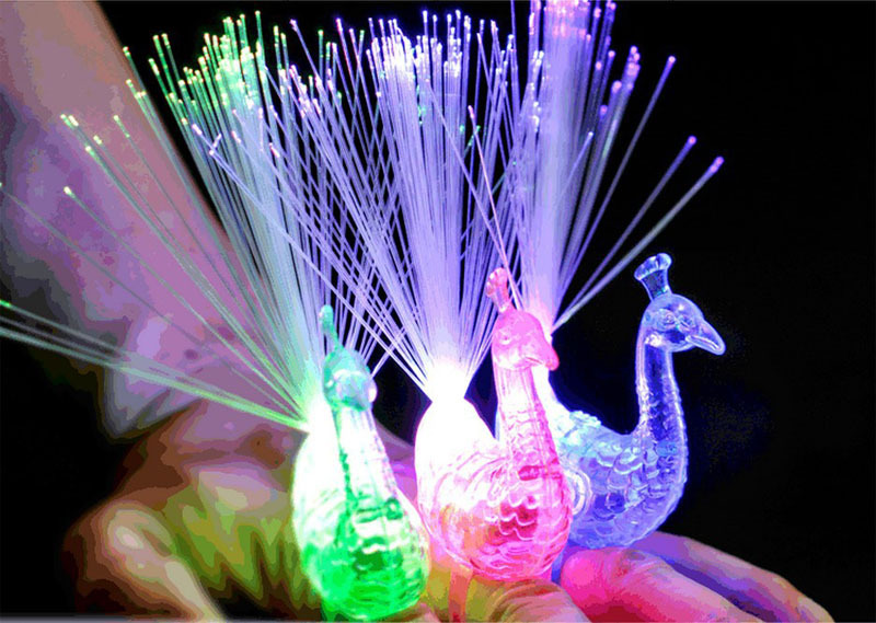 Creative Glow Ring Children Peacock Finger Lights Color Changing Peacock Open Screen Night Market Stall Flash Toy Wholesale