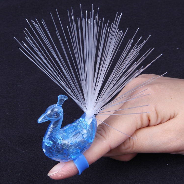 Creative Glow Ring Children Peacock Finger Lights Color Changing Peacock Open Screen Night Market Stall Flash Toy Wholesale