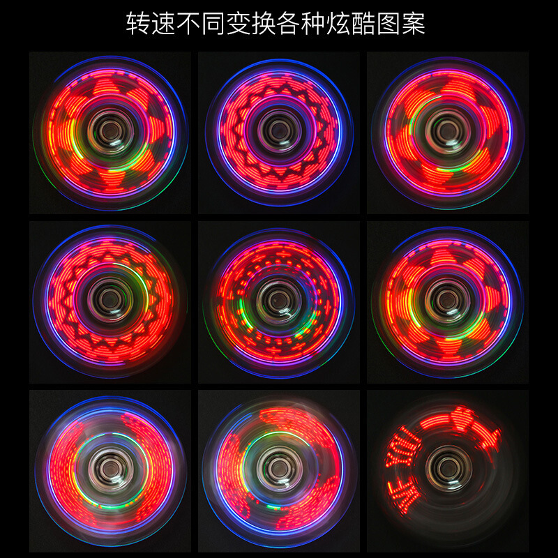 Crystal Led Fingertip Gyro for Decompression Three-Leaf Colorful Luminous Glow Toy Decompression Artifact Stall Hot Sale