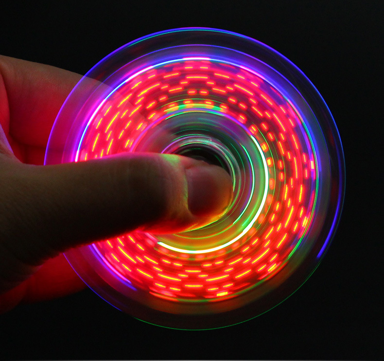 Crystal Led Fingertip Gyro for Decompression Three-Leaf Colorful Luminous Glow Toy Decompression Artifact Stall Hot Sale
