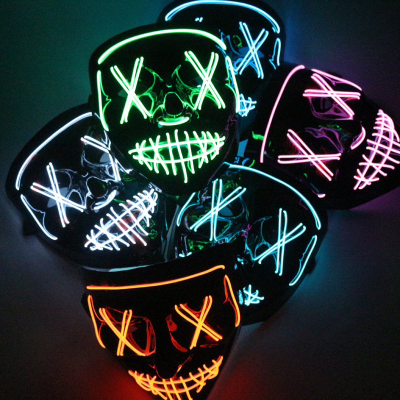 Halloween Glow mask EL Ghost dance with Blood Flash Blood Horror LED mask ebay Amazon Wish