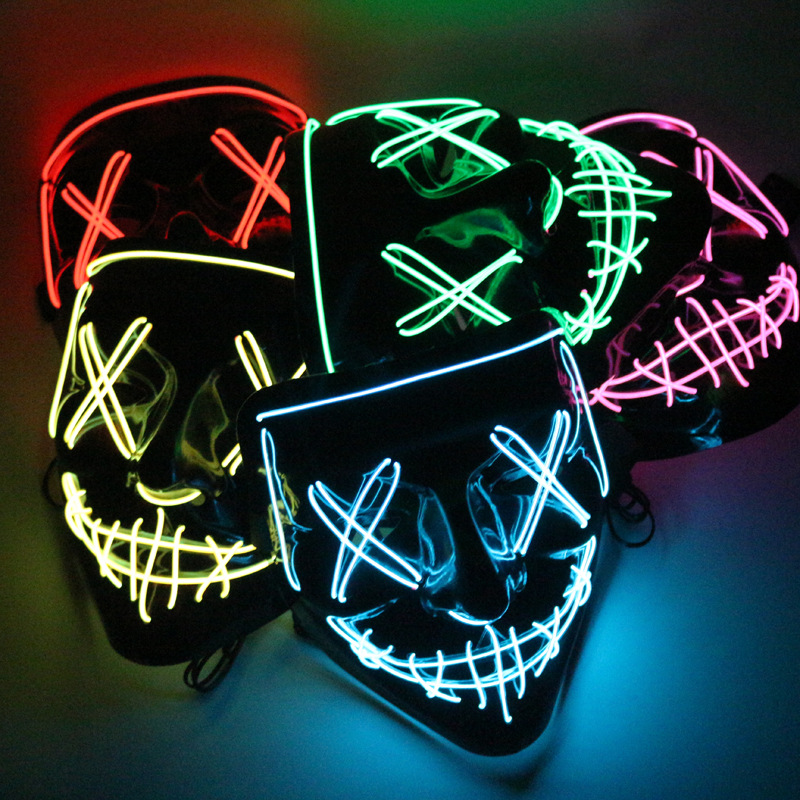 Halloween Glow mask EL Ghost dance with Blood Flash Blood Horror LED mask ebay Amazon Wish