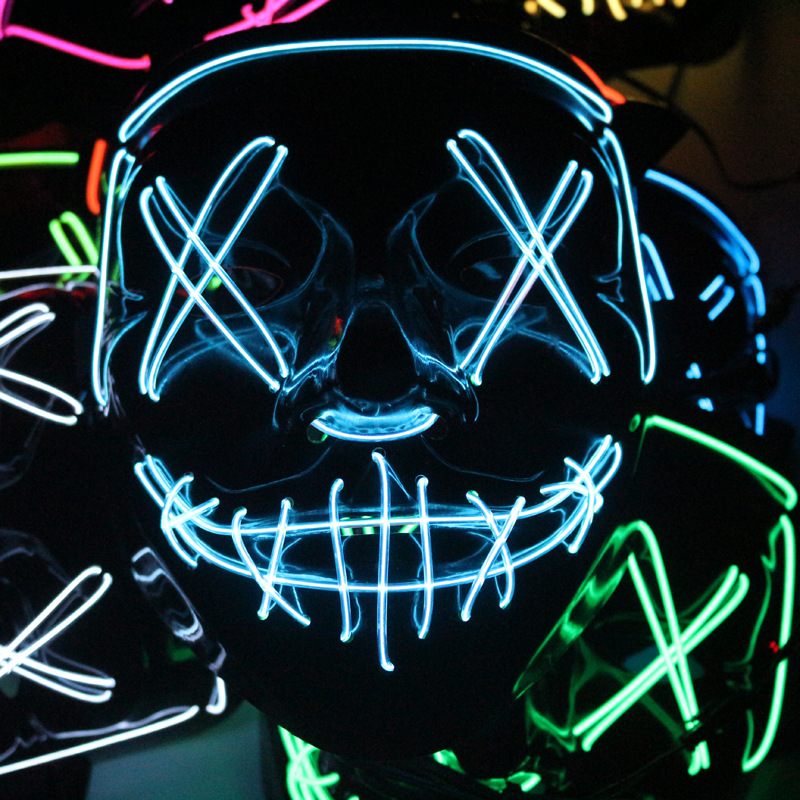 Halloween Glow mask EL Ghost dance with Blood Flash Blood Horror LED mask ebay Amazon Wish