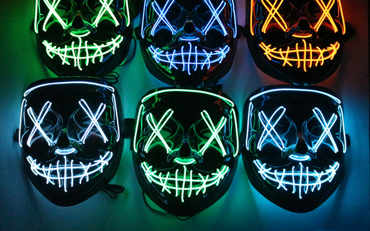 Halloween Glow mask EL Ghost dance with Blood Flash Blood Horror LED mask ebay Amazon Wish