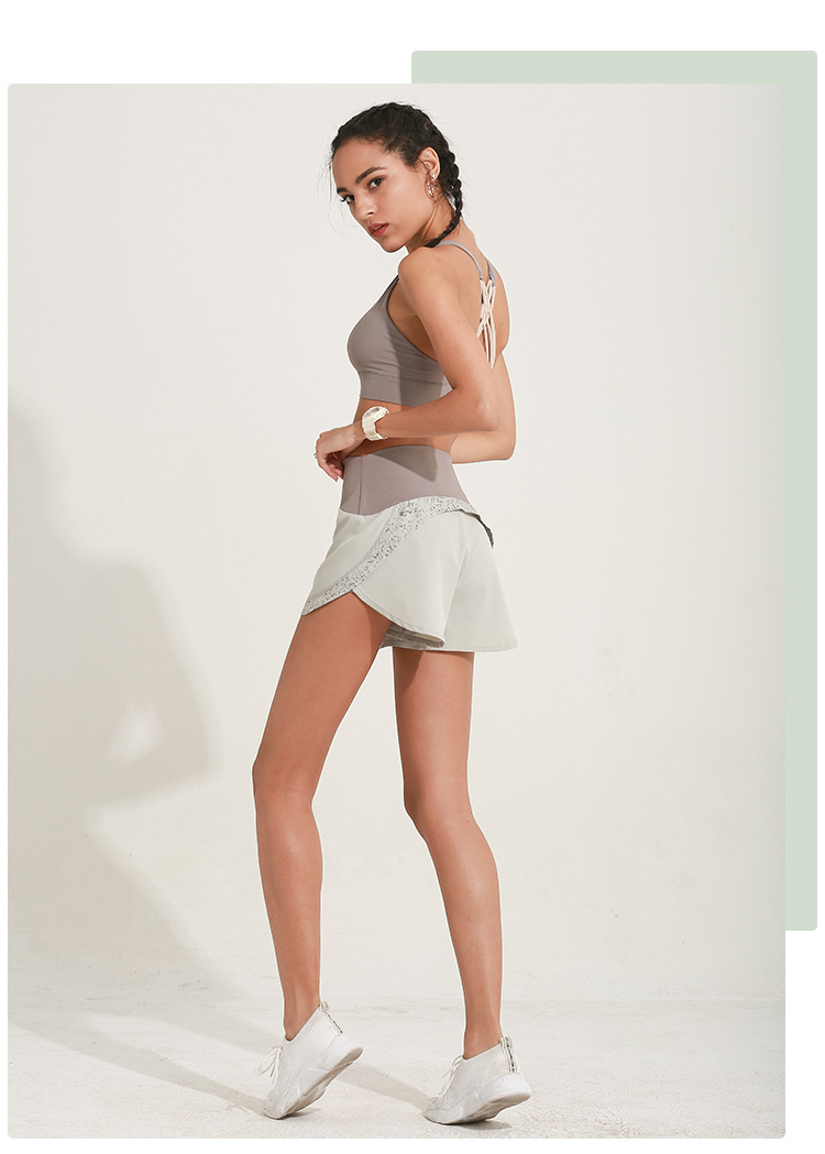 Erun's new running shorts LULU version of women's Glow-out running yoga shorts has a skinny, quick-drying print