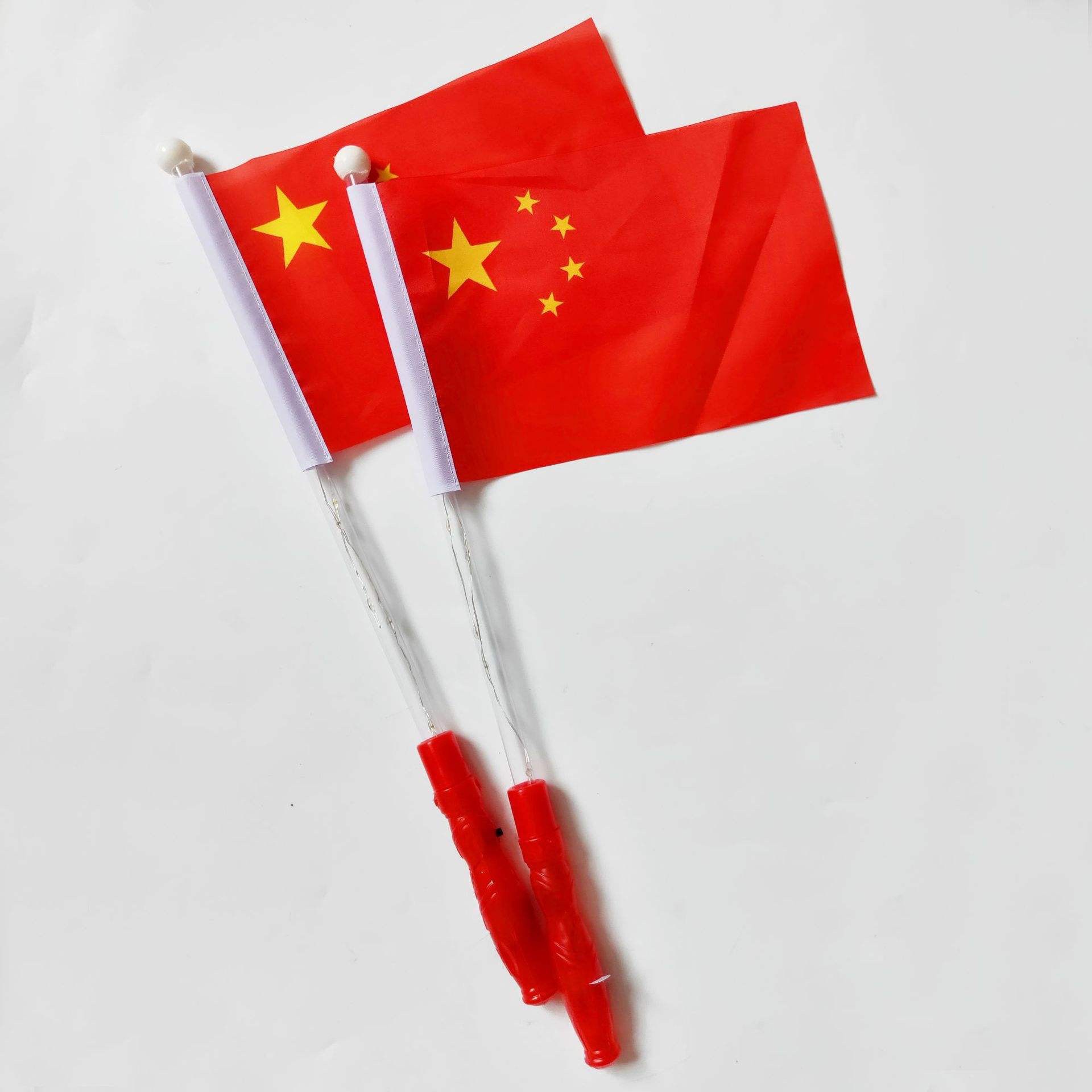 Night Hand-Cranking Five-Starred Red Flag Light-Emitting Toys Glow Stick Scenic Spots National Day Activities Cheer the Five-Starred Red Flag