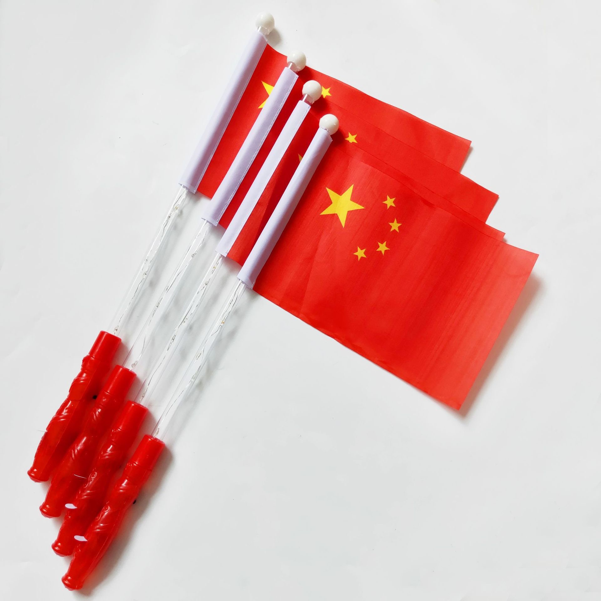 Night Hand-Cranking Five-Starred Red Flag Light-Emitting Toys Glow Stick Scenic Spots National Day Activities Cheer the Five-Starred Red Flag