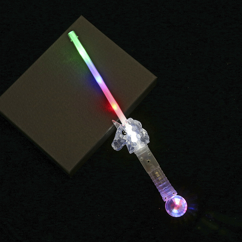 Cartoon Luminous Colorful Pony Glow Stick Children&#039;s Toy Ball Plastic Magic Wand Wholesale New Stall Hot Sale