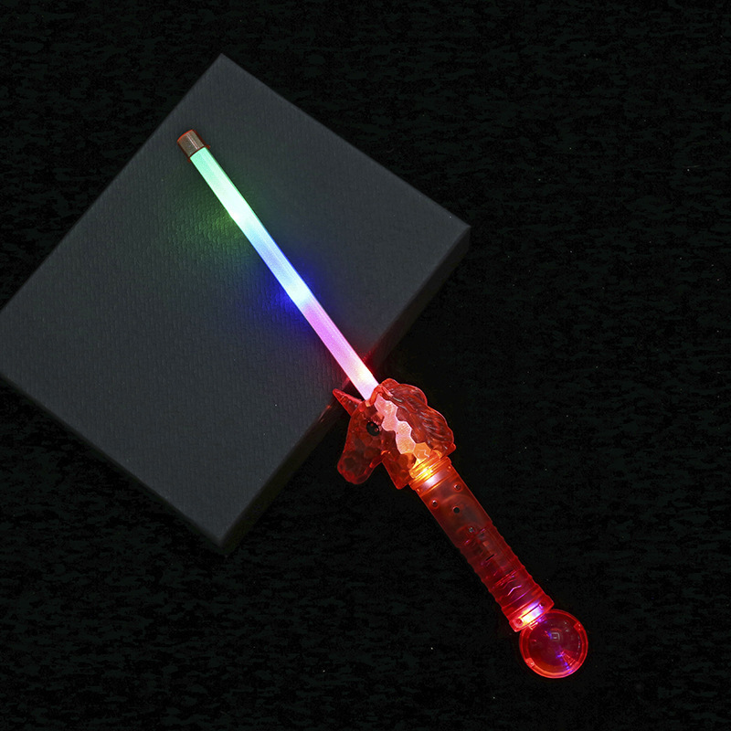 Cartoon Luminous Colorful Pony Glow Stick Children's Toy Ball Plastic Magic Wand Wholesale New Stall Hot Sale