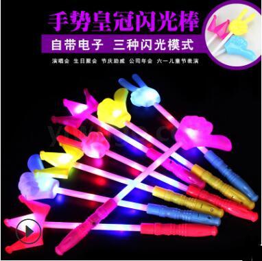 Cheer props victory gesture stick colorful flash fluorescent stick V thumb gesture glow stick wholesale