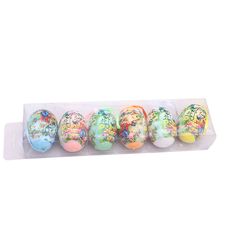 Cross-Border Wholesale Easter Christmas Egg Decorations 6 Pack Simulation Egg Holiday Scene Layout Pendant
