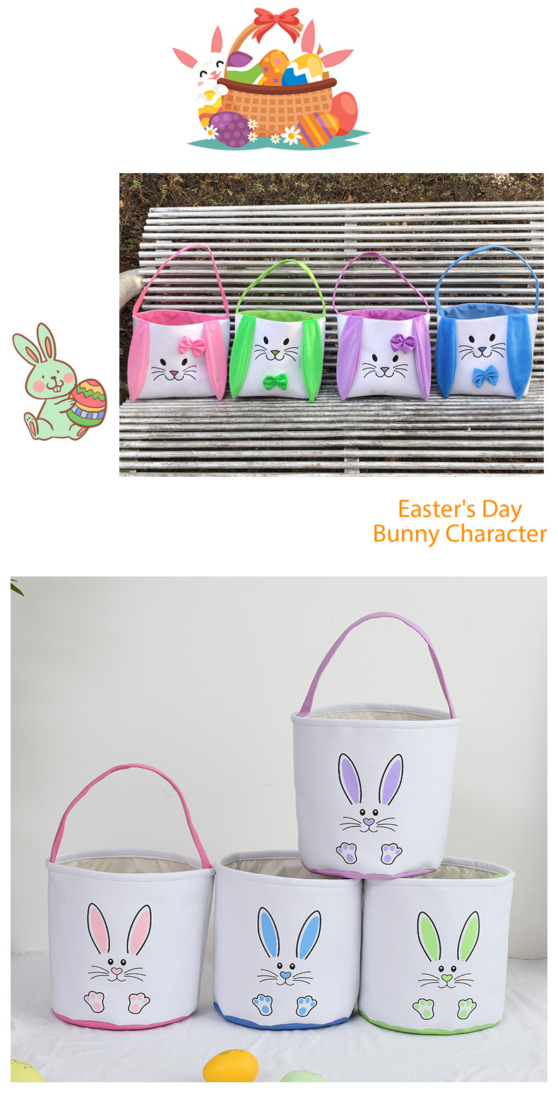 2022 New Easter Basket Egg Decorations Fluffy Rabbit Tail Rabbit Storage Basket Hand Bucket Wholesale