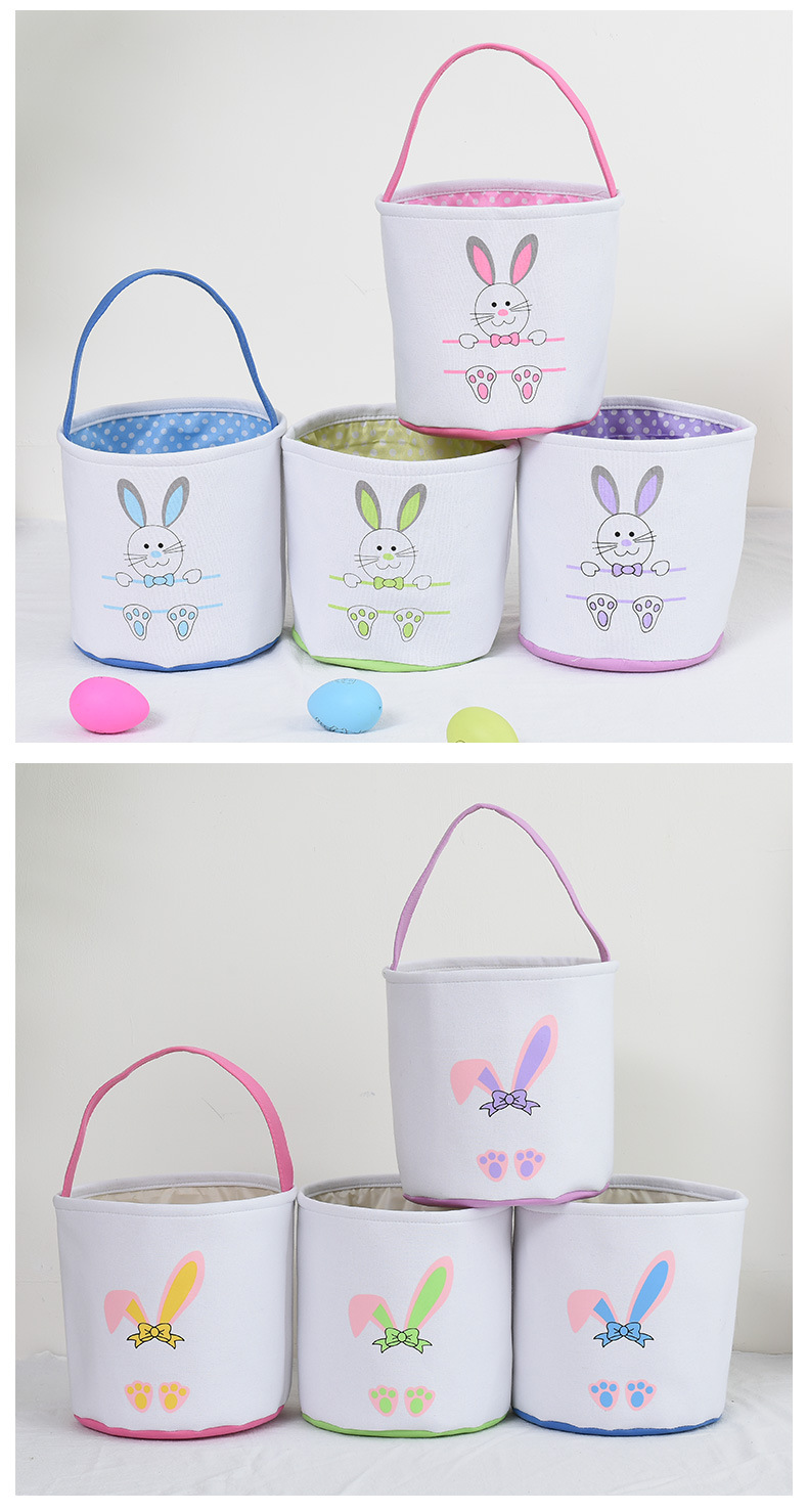 2022 New Easter Basket Egg Decorations Fluffy Rabbit Tail Rabbit Storage Basket Hand Bucket Wholesale