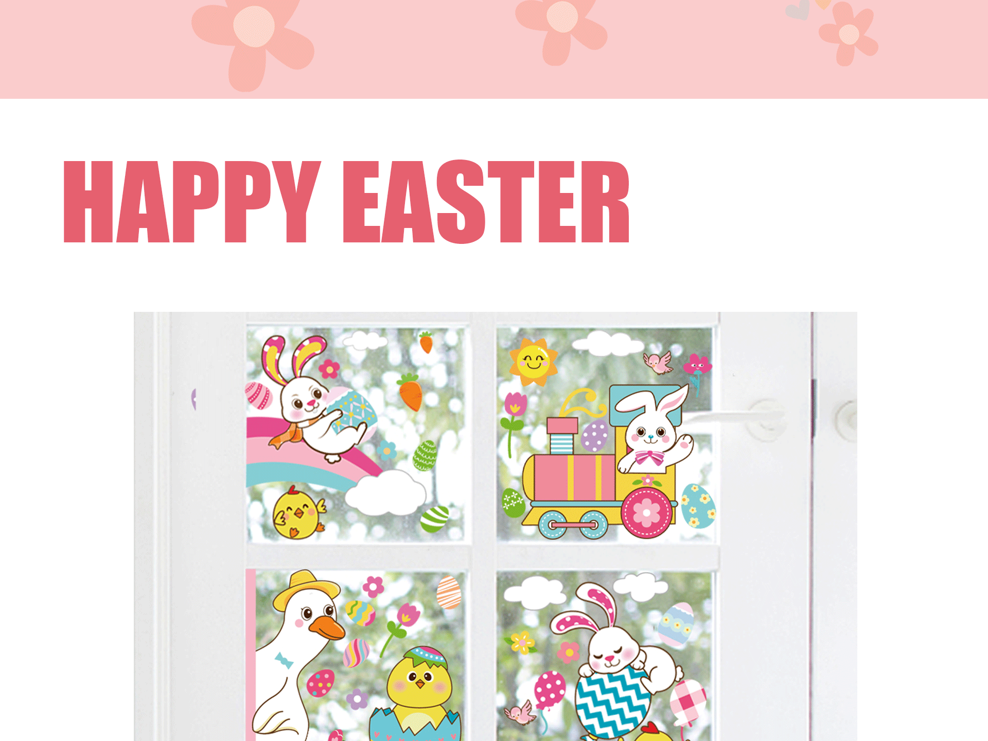 Cross-Border Amazon Easter Stickers Rabbit Egg Cute Cartoon Wall Stickers Easter Decorative Static Stickers Cross-Border Amazon Easter Stickers Rabbit Egg Cute Cartoon Wall Stickers Easter Decorative Static Stickers