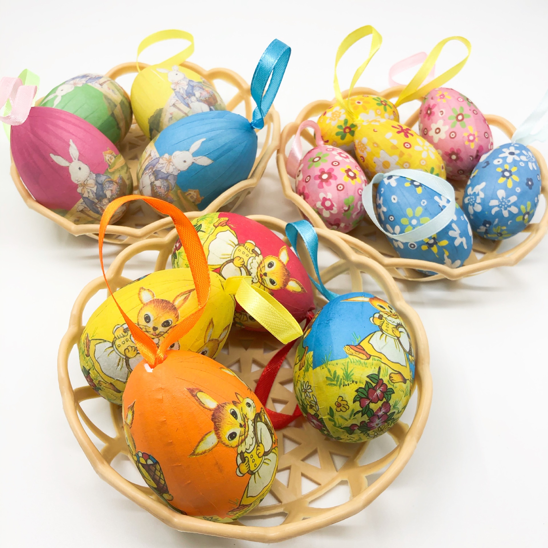 Hot Sale 6cm7cm Easter Rabbit Patterned Paper Edging Foam Egg Festival Decoration Scene Arrange Hangings Easter Egg