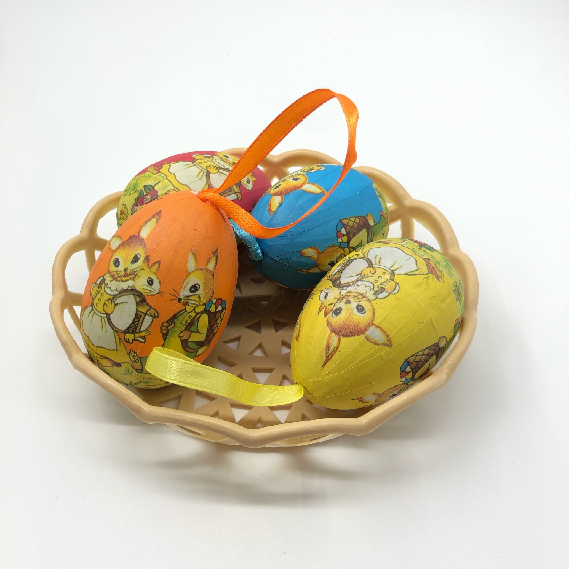 Hot Sale 6cm7cm Easter Rabbit Patterned Paper Edging Foam Egg Festival Decoration Scene Arrange Hangings Easter Egg