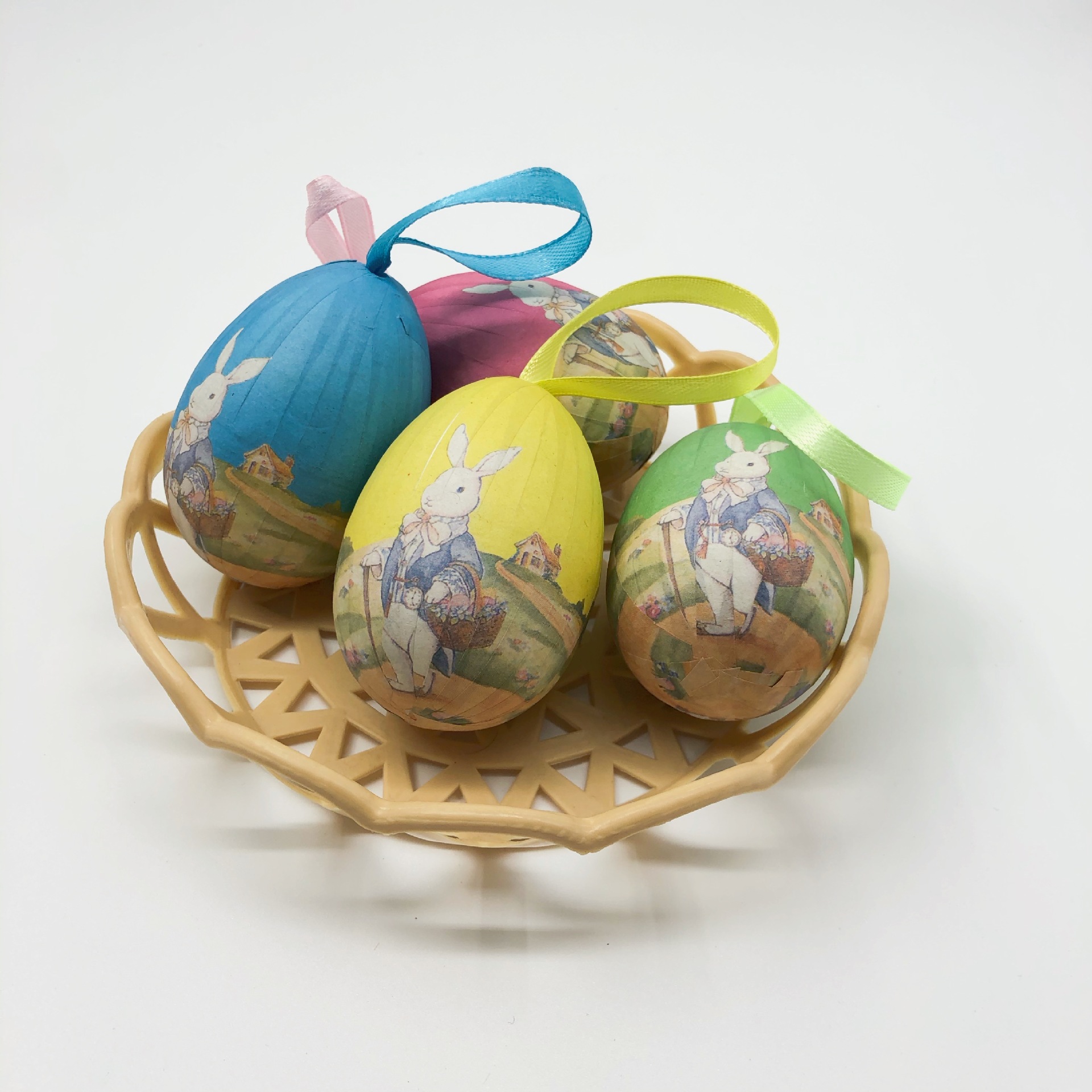 Hot Sale 6cm7cm Easter Rabbit Patterned Paper Edging Foam Egg Festival Decoration Scene Arrange Hangings Easter Egg