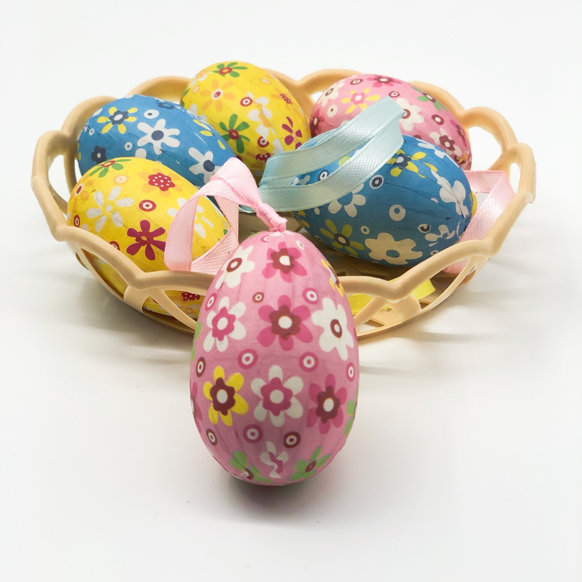 Hot Sale 6cm7cm Easter Rabbit Patterned Paper Edging Foam Egg Festival Decoration Scene Arrange Hangings Easter Egg