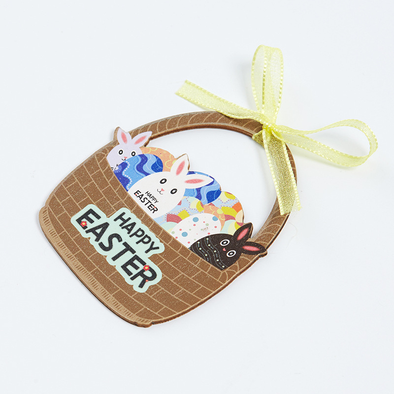 Amazon Hot Easter Wooden Decorative Ornaments Home Printing Easter Egg Basket Party Decorations
