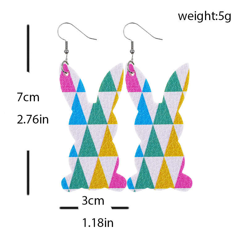 2022 New Easter Leather Earrings Europe and America Cross Border Cute Egg Rabbit Leather Earrings Earrings