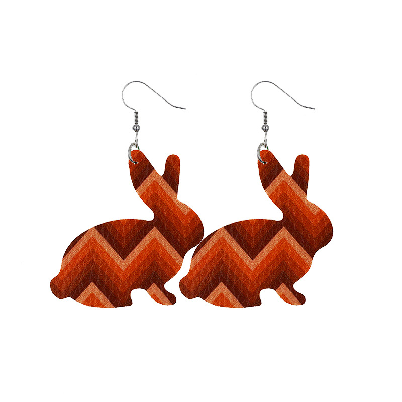 2022 New Easter Leather Earrings Europe and America Cross Border Cute Egg Rabbit Leather Earrings Earrings