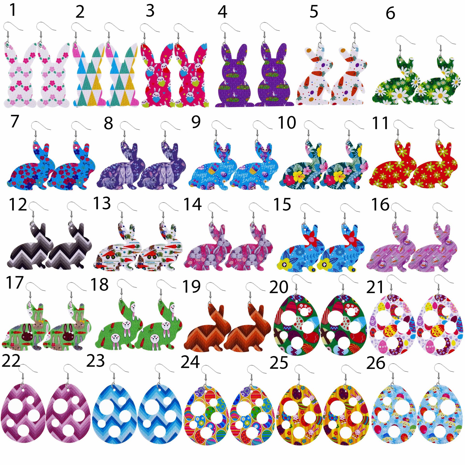 2022 New Easter Leather Earrings Europe and America Cross Border Cute Egg Rabbit Leather Earrings Earrings