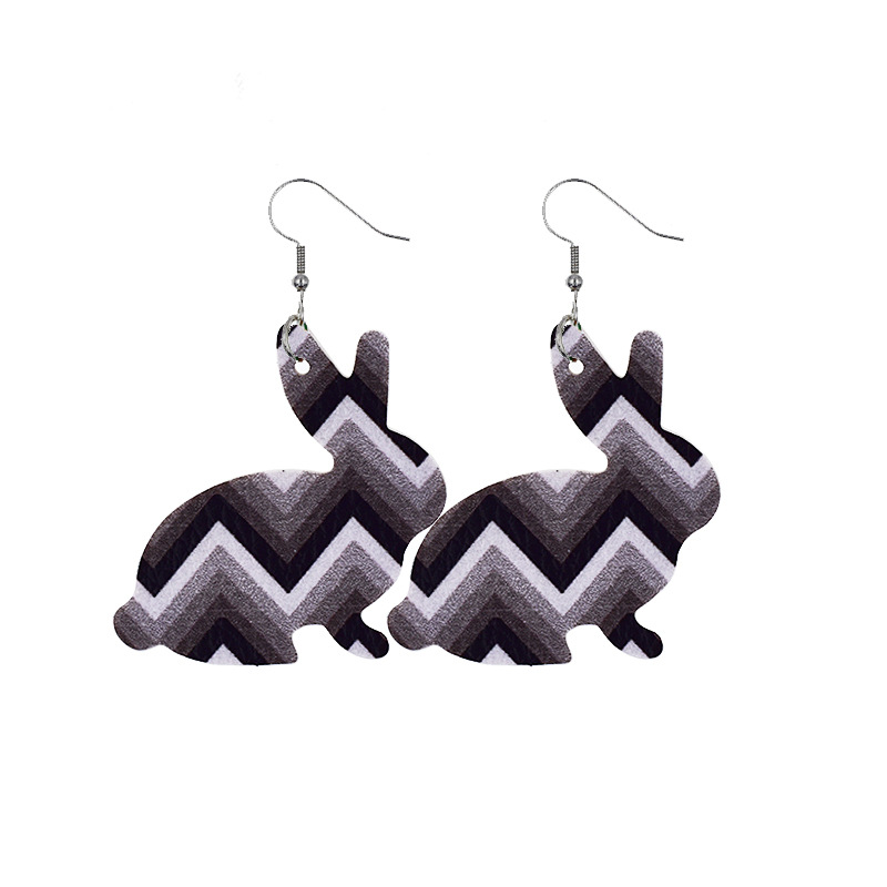 2022 New Easter Leather Earrings Europe and America Cross Border Cute Egg Rabbit Leather Earrings Earrings
