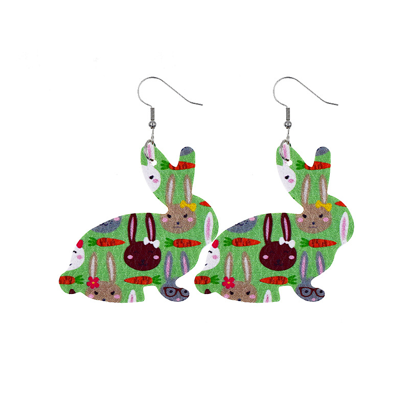 2022 New Easter Leather Earrings Europe and America Cross Border Cute Egg Rabbit Leather Earrings Earrings